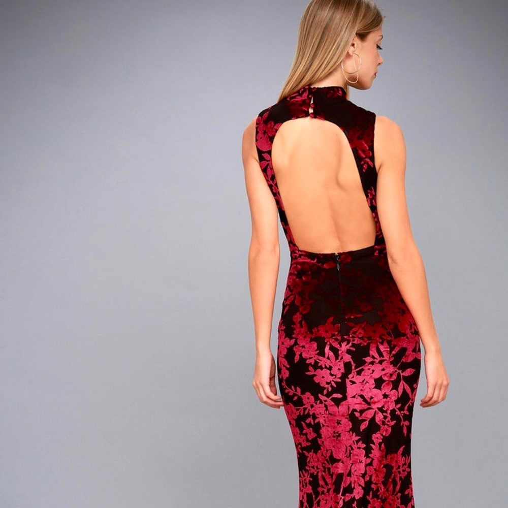 🌸 RARE “Japan Bound” Velvet Floral Backless Dress - Picture 9 of 12